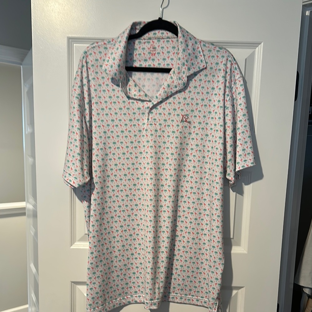 Rhoback White Polo with Pink & Green Floral Print